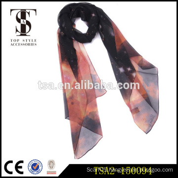 high standard dazzling interstellar pattern georgette silk scarf for evening dress